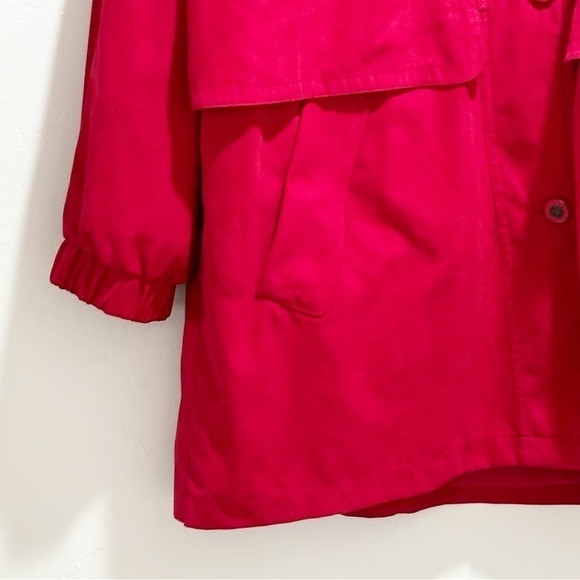 Vintage GALLERY Women’s Red Overcoat Zip Out Lining Lace Up Detail On Back Sz L - Picture 5 of 10
